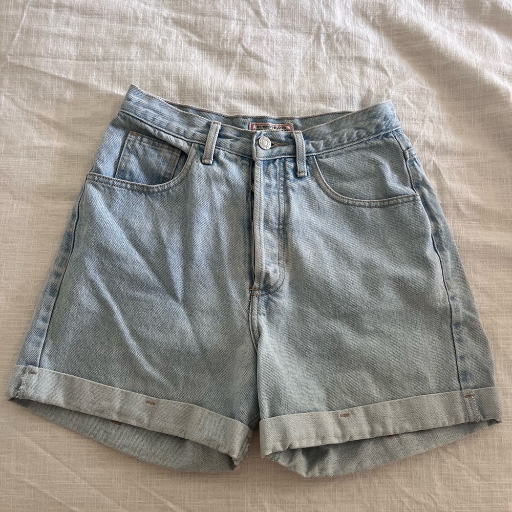 Vintage Guess Light Blue Denim Women Shorts Size 2